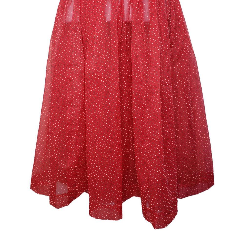 Vintage Unbranded Women's Small Sheer Red Polkadot Fit Flare Dress (1860) - Picture 5 of 8